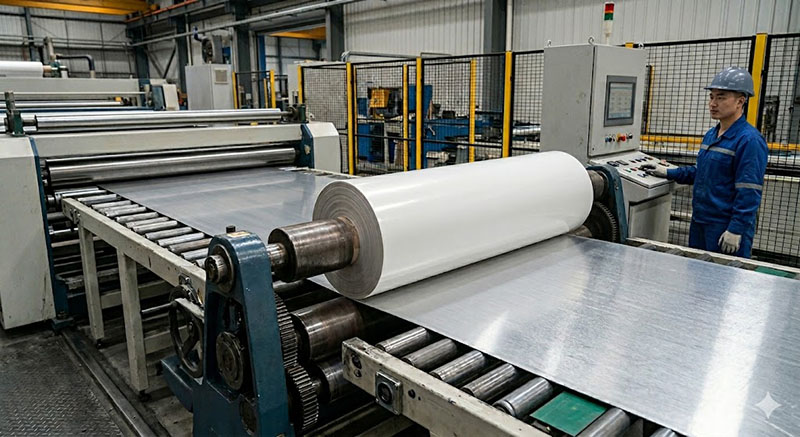 Marine-grade PVC lamination film by Yongfeng, engineered for flat lamination on steel and aluminum. Showcasing enhanced UV and scratch resistance, fully compliant with IMO standards, and certified by CCS and DNV for ship interiors and security doors.